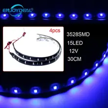 5 цветов Водонепроницаемый 4 шт 15LED 12V 30cm 3528 SMD авто Гибкая светодиодная подсветка Крытый Универсальный полоса для отделки интерьера свет