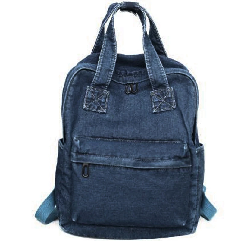 

ABSF Fashion Women'S Solid Color Backpack Denim Ladies Wild Large Capacity Shoulder Bag Handbag