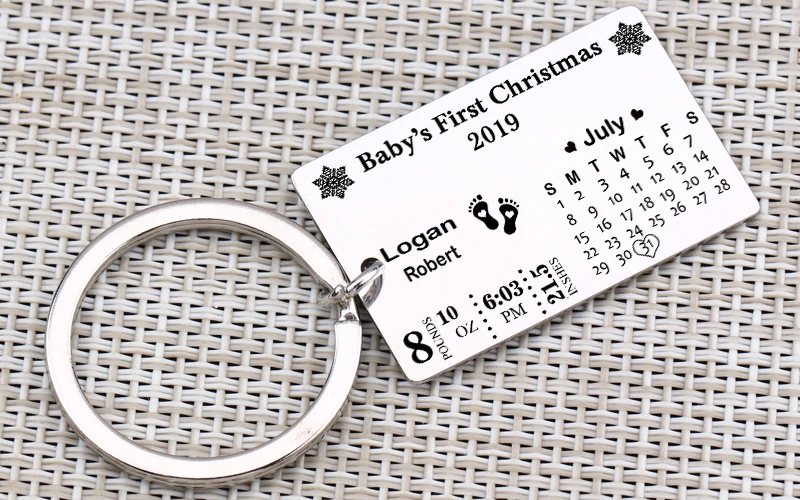 Для новорожденных рождения статистику частные заказной брелок Born Дата ювелирные изделия во-первых для мамы и папы календарь брелок в подарок для новых родителей