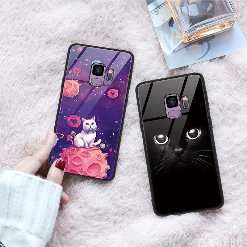 Cat Чехол крышка с узорами для samsung Galaxy A50 M20 M10 Note 8 9 S10e S8 S9 S10 плюс J5 J7 Prime A6s J4 A6 A7 A8 2018