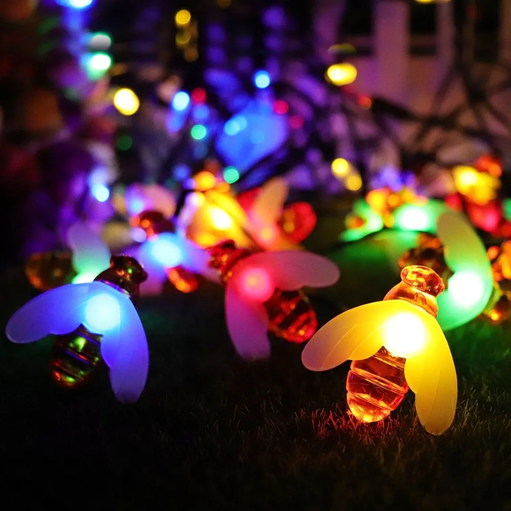 KHLITEC-6.5M-Solar-Lights-String-30-Led-Honey-Bee-Shape-Solar-Powered-Fairy-Lights-For-Outdoor-Garden-Fence-Summer-Night-Light-Decoration(10)