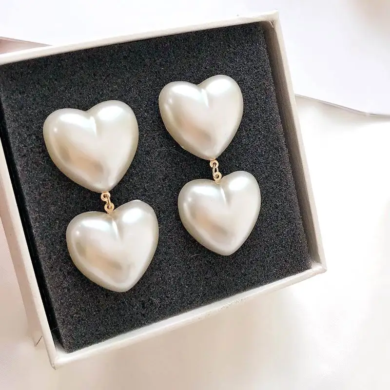 

Korean Double Heart Earrings Statement Hanging Dangle Earrings For Women New Fashion Jewelry Bijoux