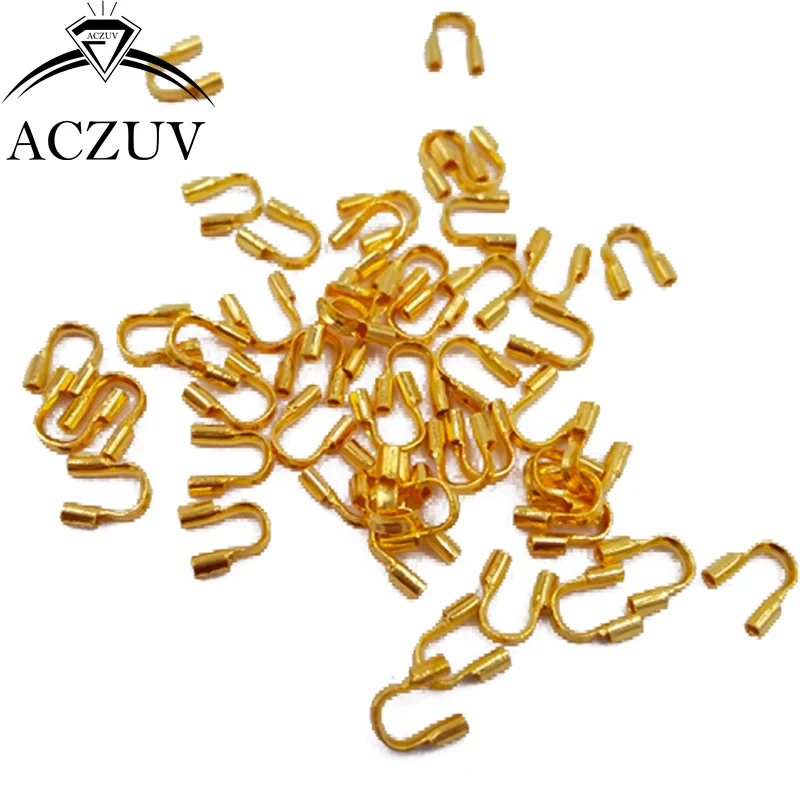 

2000pcs Gold Plated 5mm Wire Guardian Wire Protectors Wire Guards End Crimp Beads U Clamp Link Buckle Jewelry Findings WGE004