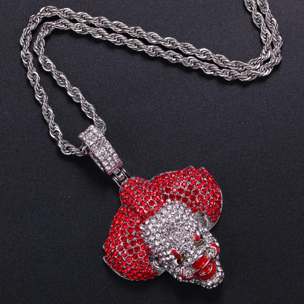 Men Hip Hop Ice Out Bling Clown Pendants Necklaces Fashion popular pendant necklace Hiphop Rapper Jewelry Gifts