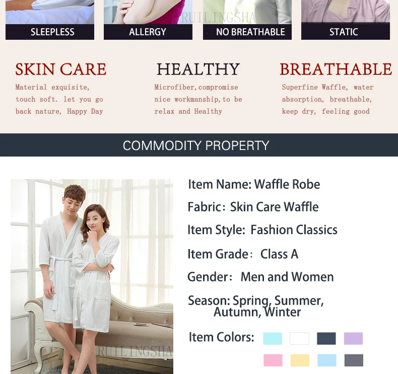 On Sale Lovers Summer Suck Water Kimono Bath Robe Men Plus Size Sexy Waffle Bathrobe Mens Dressing Gown Male Lounge Robes mens pajama pants