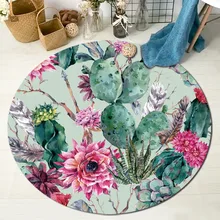 Акварель Кактус Цветок круглый коврик и ковры для детей Детская домашняя гостиная кристалл бархат большая Подушка спальня коврики для ванной