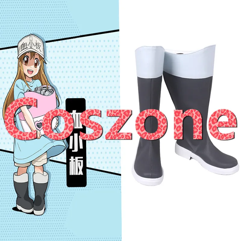 Cells At Work Hataraku Saibou Platelet Black White Shoes Cosplay Boots (1)