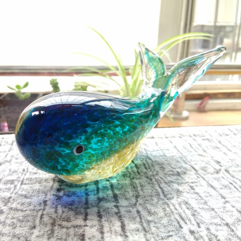 Small Blown Glass Fish Figurine Collectible Handicraft Tropical Nautical Decor