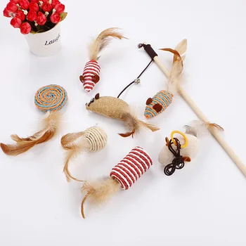 

1Set Pet Cats Toys Funny Wooden Stick Mouse Kitty Toys Set QJS Shop