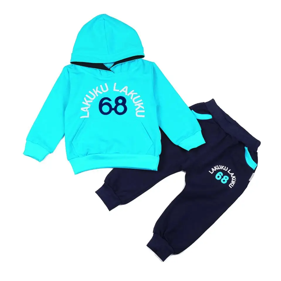 Boy's Wonderful Letter Print Pullover Hooded Tracksuit-4