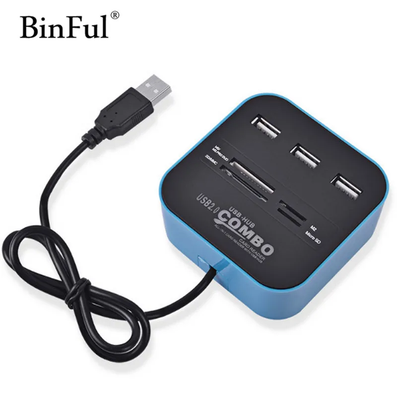 Высокоскоростной считыватель карт BinFul Combo все в одном USB 2 0 usb-хаб Micro SD 3 порта