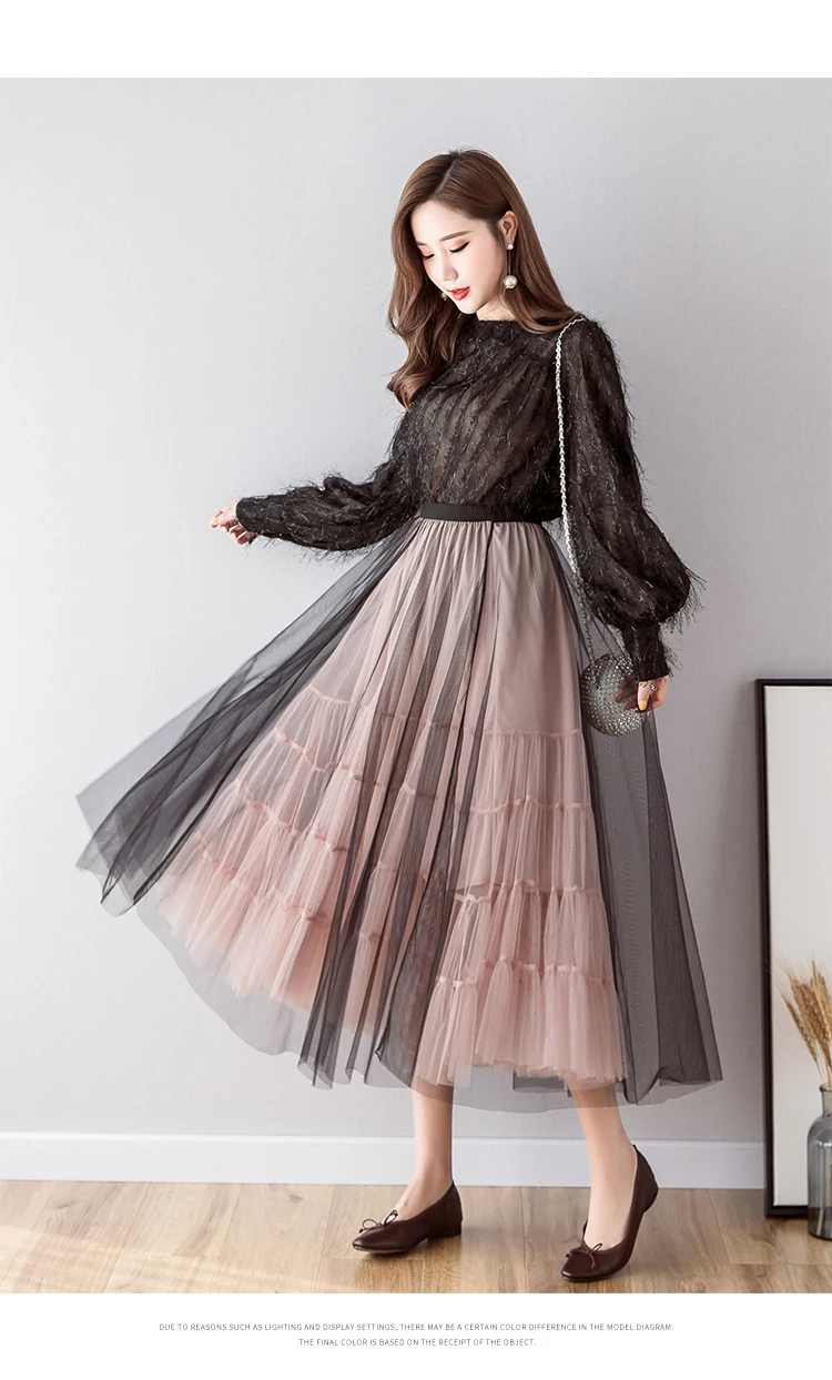 Colorfaith, Женская Повседневная расклешенная длинная юбка-пачка в сеточку, весна-лето, плиссированная короткая юбка, милое бальное платье с высокой талией SK803