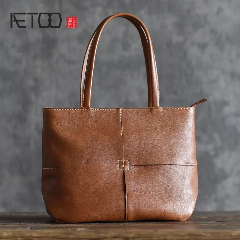 

AETOO Original designer first layer cowhide handbag temperament shoulder bag simple new handmade bag