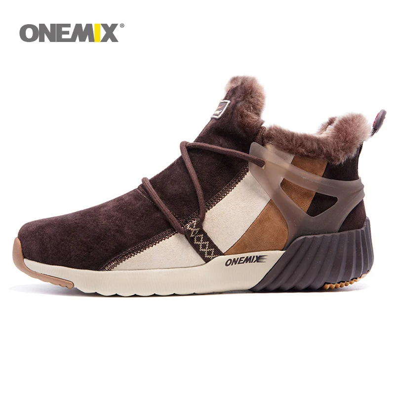 Onemix/Новинка; водонепроницаемые зимние ботинки; мужские кроссовки; прогулочные спортивные удобные теплые шерстяные кроссовки; Лидер продаж