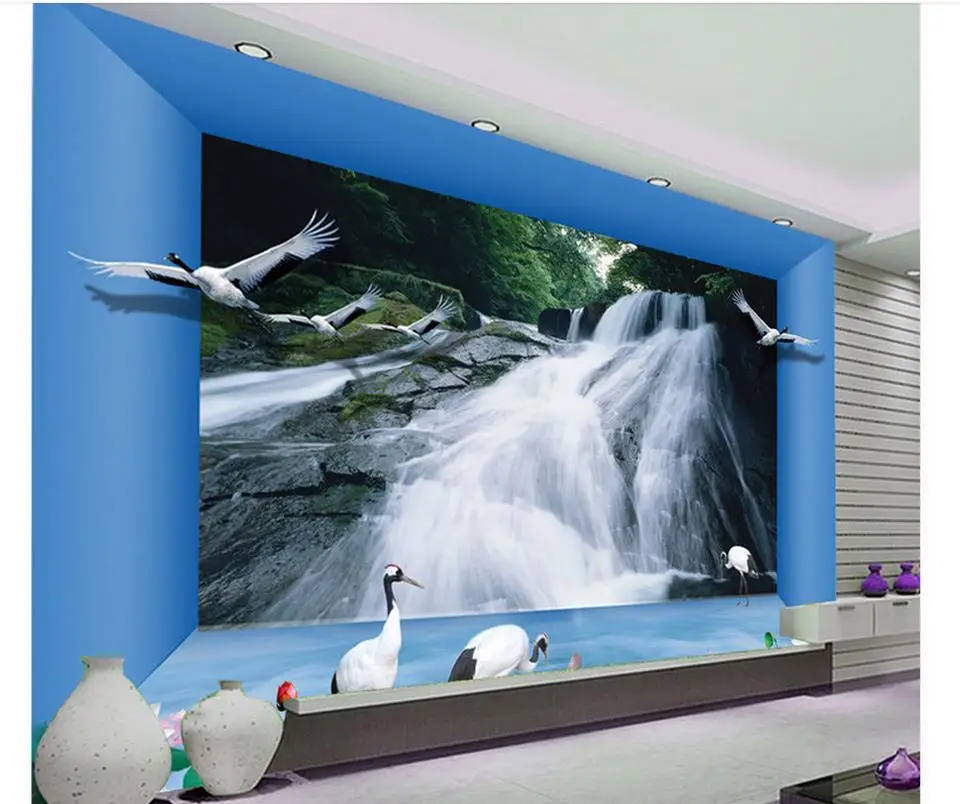 3d обои синий Красивый водопад пространство гостиная фон настенная классические