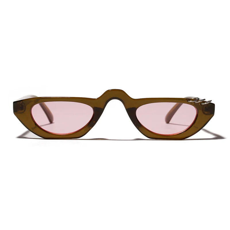 YOOSKE кошачий глаз солнцезащитные очки женские роскошные Брендовые мужские солнцезащитные очки элегантные винтажные плоские маленькие овальные солнцезащитные очки UV400 - Цвет линз: Розовый