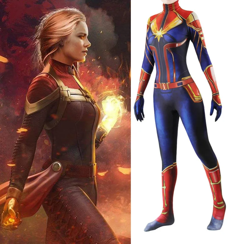

Captain Marvel Cosplay Costume Carol Danvers Superhero Halloween Costumes Ms. Marvel Jumpsuit Cosplay Carol Danvers Costume