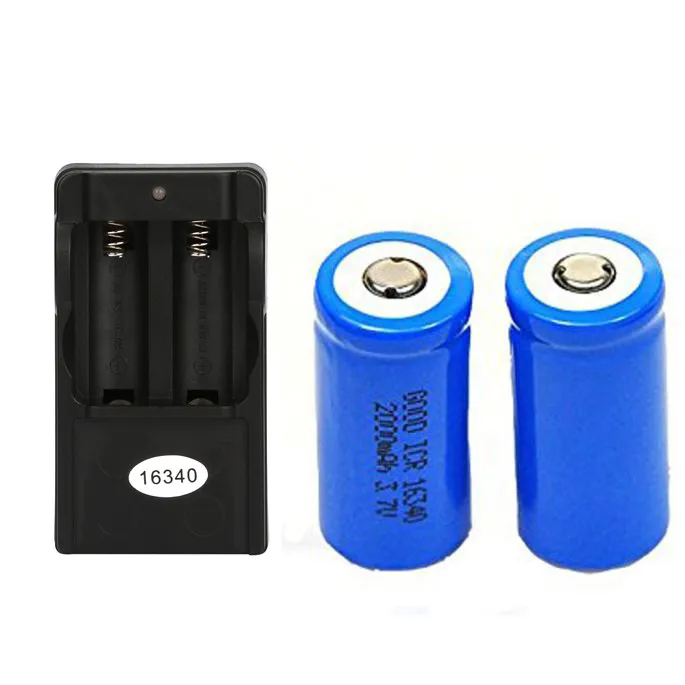 

2x 2000mAh 16340 Rechargeable Li-ion Battery For LED Flashlight+CR123A Charger Drop Shipping #T09