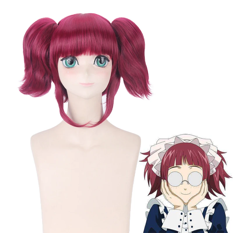 Anime Black Butler Merlin Red Ponytails Short Wig Cosplay Costume