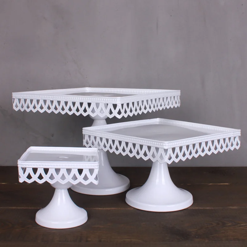 Fashion Wedding Dress Props Square Cake Pan Tall Iron Cake Rack