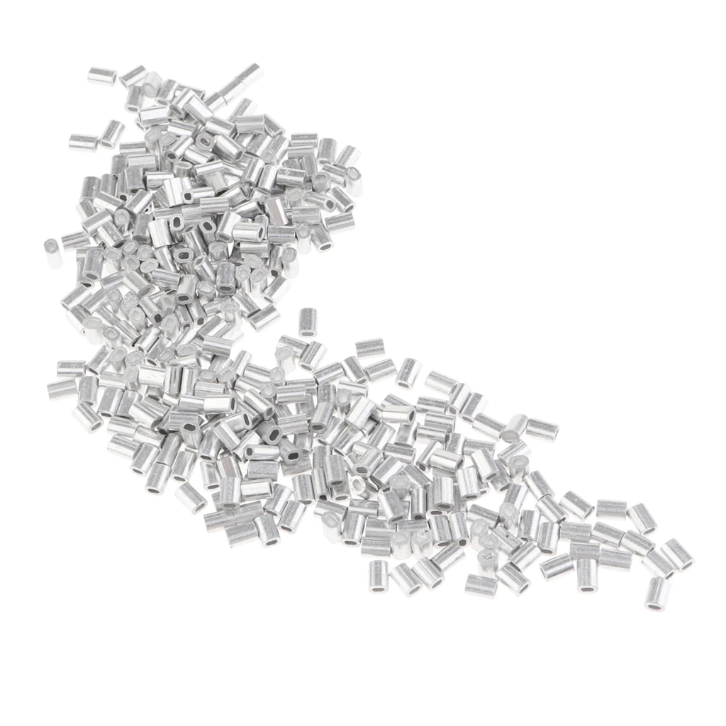 1000pcs Fishing Single Barrel Sleeves Aluminium Crimp Fishing Tackle Connector 0.8/1/1.2/1.5mm fishing Line Clip Tube Connector 