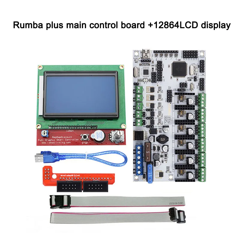 

Rumba Plus 3D Printer Start Kits Mother Board + 12864 LCD Display Screen with Cables Part Kit XXM8