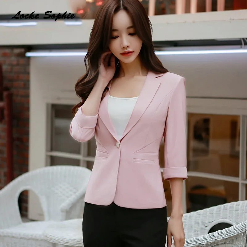 1pcs Women's Plus size Slim fit Blazers coats 2019 Summer Fashion cotton blend Small Suits jackets ladies Skinny Blazers Suits