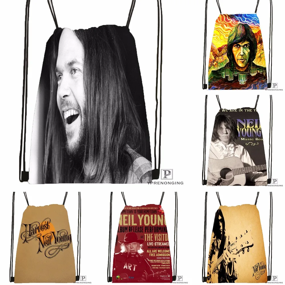 Custom Neil Young Drawstring Backpack Bag Cute Daypack Kids Satchel Black Back 31x40cm 180531 04 65