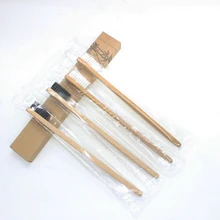 24 шт. черный бамбук Зубная щётка дерево Зубная щётка Новинка бамбука мягкой щетиной головчатого бамбуковое волокно деревянной ручкой