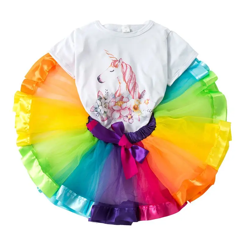 

Kid Clothes For Girl Unicorn Dress Up Kids Summer Rainbow Party Tutu Dress Children Christmas Easter Carnival Costume