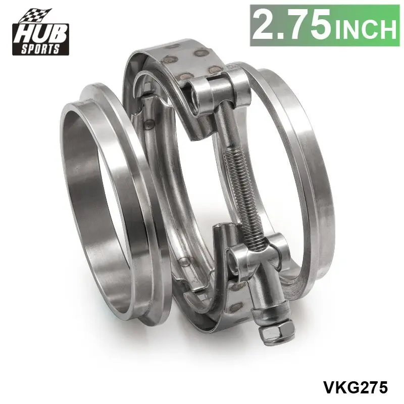 

New 2.75" Inch Turbo Exhaust Down Pipe Stainless V-Band Clamp Kit with 2 Flange HU-VKG275