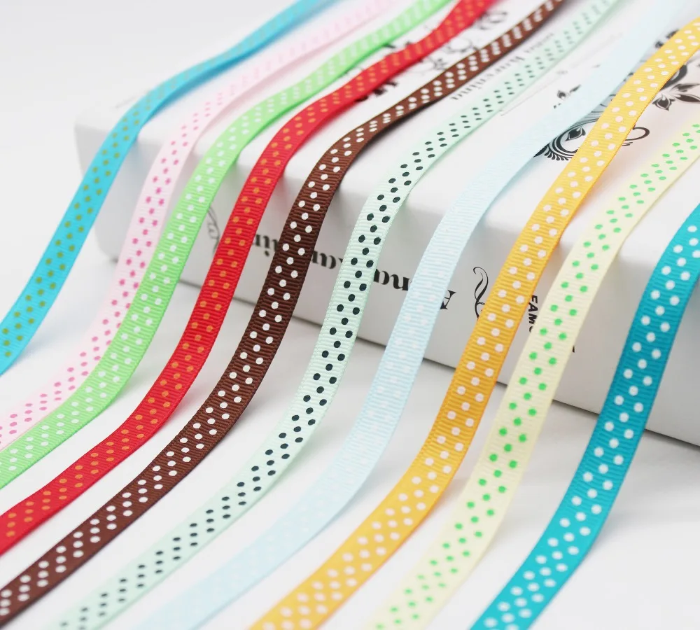 Ribbon Decoration Ribbon Supplies Grosgrain Ribbon Sewing Ribbon 3/8 inch 30colors Polka Dots Printed Grosgrain Ribbons