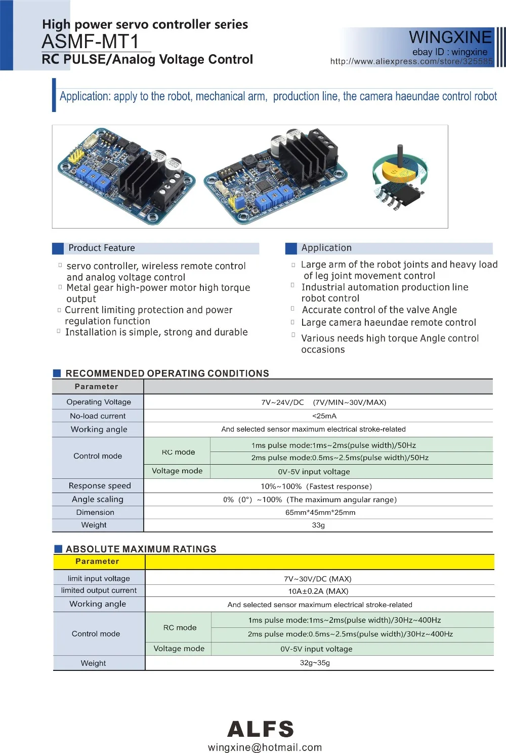 Canal de Codificação Frete Grátis Magnética-alto Torque Servo Controlador Diy - 5 V-24 v 10a 500n. m Asmf-mt1 2 Frete grátis, ASMF-MT1 canal de codificação Magnética-alto