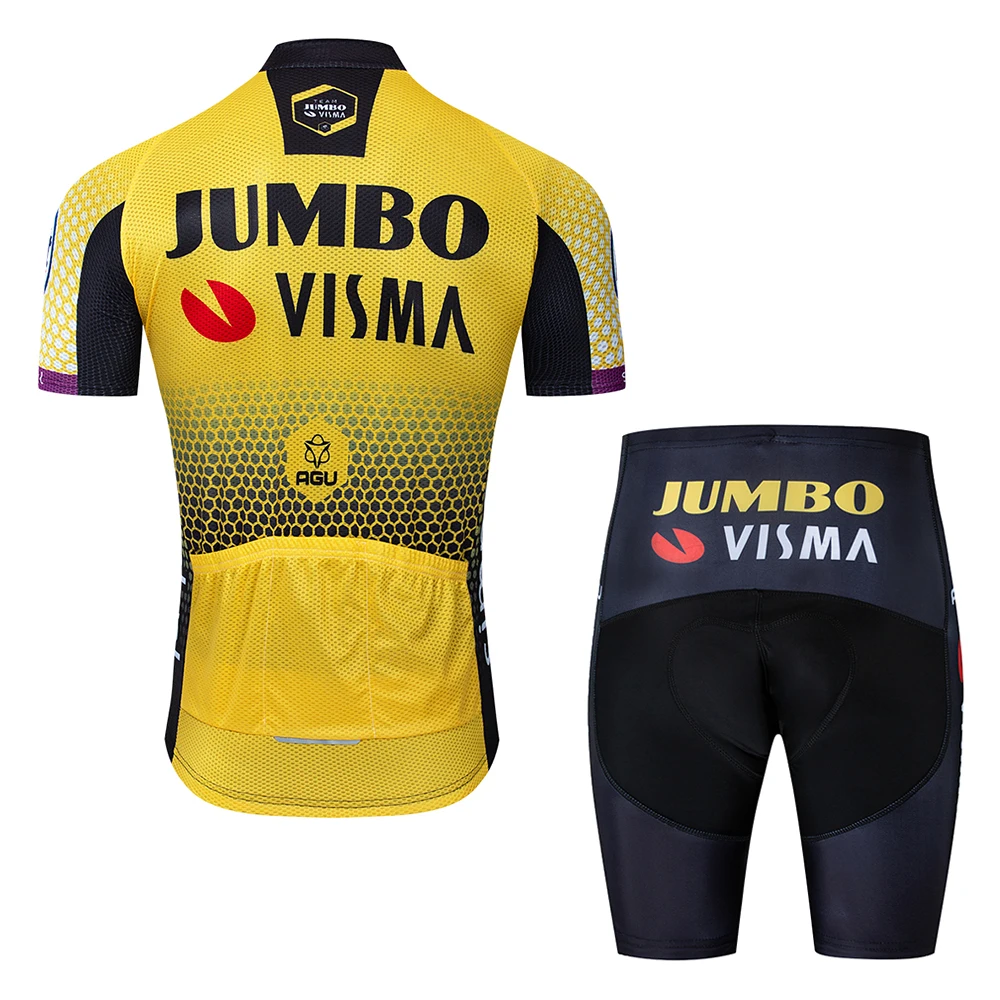 2019 Pro Team Jumbo Visma Cycling Jersey Set Mens Bicycle Maillot MTB Racing Ropa Ciclismo Summer Hombre Roupa Bike Clothing