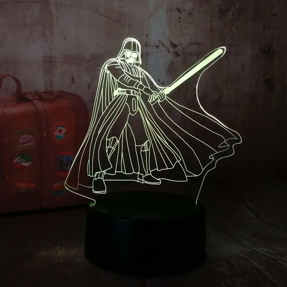 3D RGB светодиодный ночной Светильник крутые футболки с Дартом Вейдером из фильма