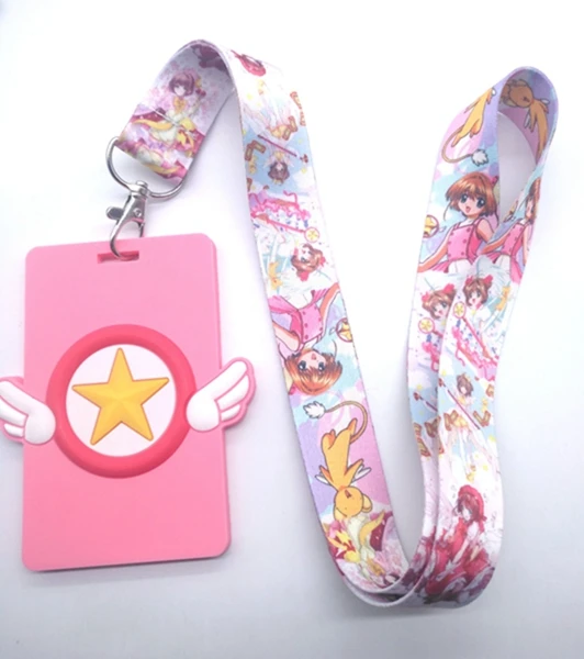  5 Pcs Cartoon Japanese anime Card Captor Sakura Lanyard Key Chains Card Holders Bank Card Neck Stra