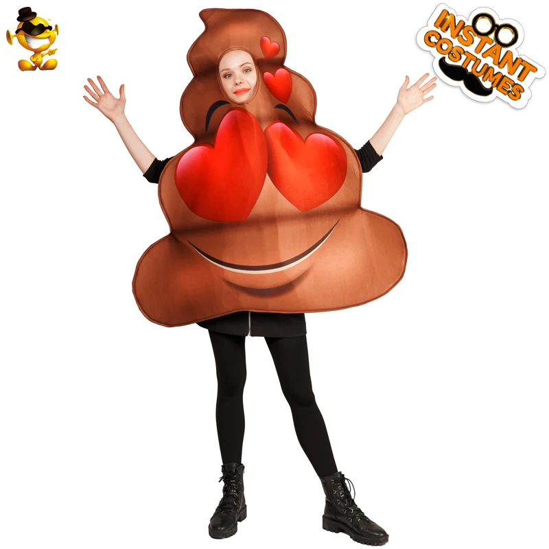 Adult Unisex Heart Poop Costume Fancy Dress Funny Lover  Emoticon Clothes Cosplay Carnival&Christmas Party 
