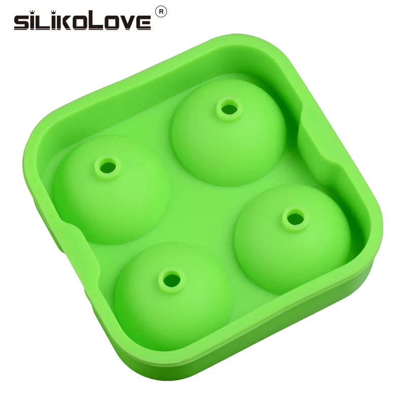 

SILIKOLOVE 4 Cavity 3d Silicone Whiskey Ice Cube Ball Maker Mold Trays Shapes Bar Accessiories Eco-Friendly CE / EU BPA Free