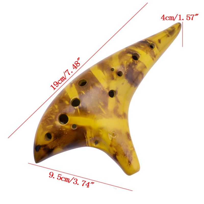 Желтый 12 отверстиями Легенда зелда популярная Окарины времени Alto C тлеющий Керамика флейта Окарины подарок другу