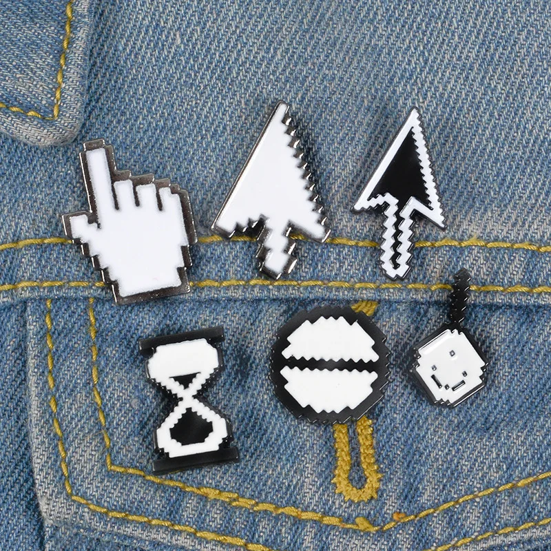 

New cartoon brooch cute creative computer system mouse button prohibit search cursor brooch men and women bag hat badge