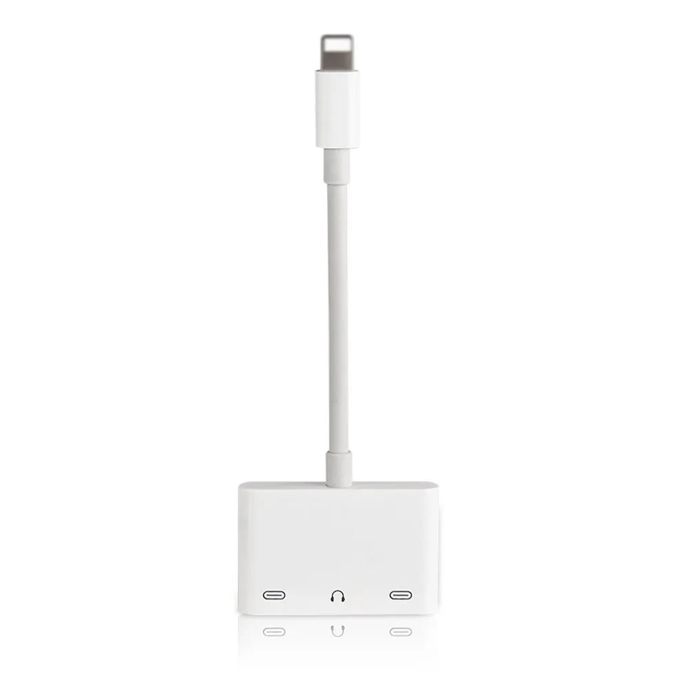 

3in1 Dual Blind-mating connector Port For Lightning to Headphone Audio and Charge Adapter Cable For iPhone XS XR X 8 7 Plus iP
