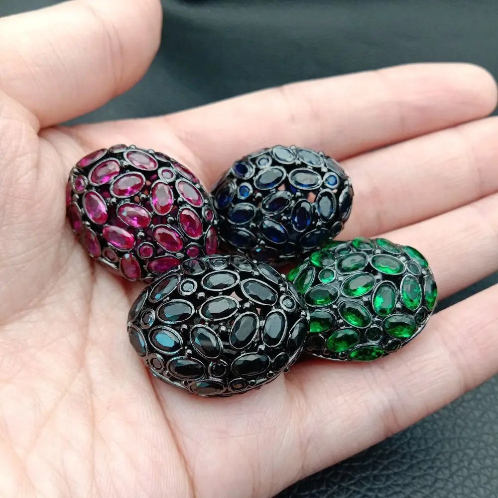 

1pc 20x26mm golden plated Cz micro pave hollow Oval loose beads for jewelry making