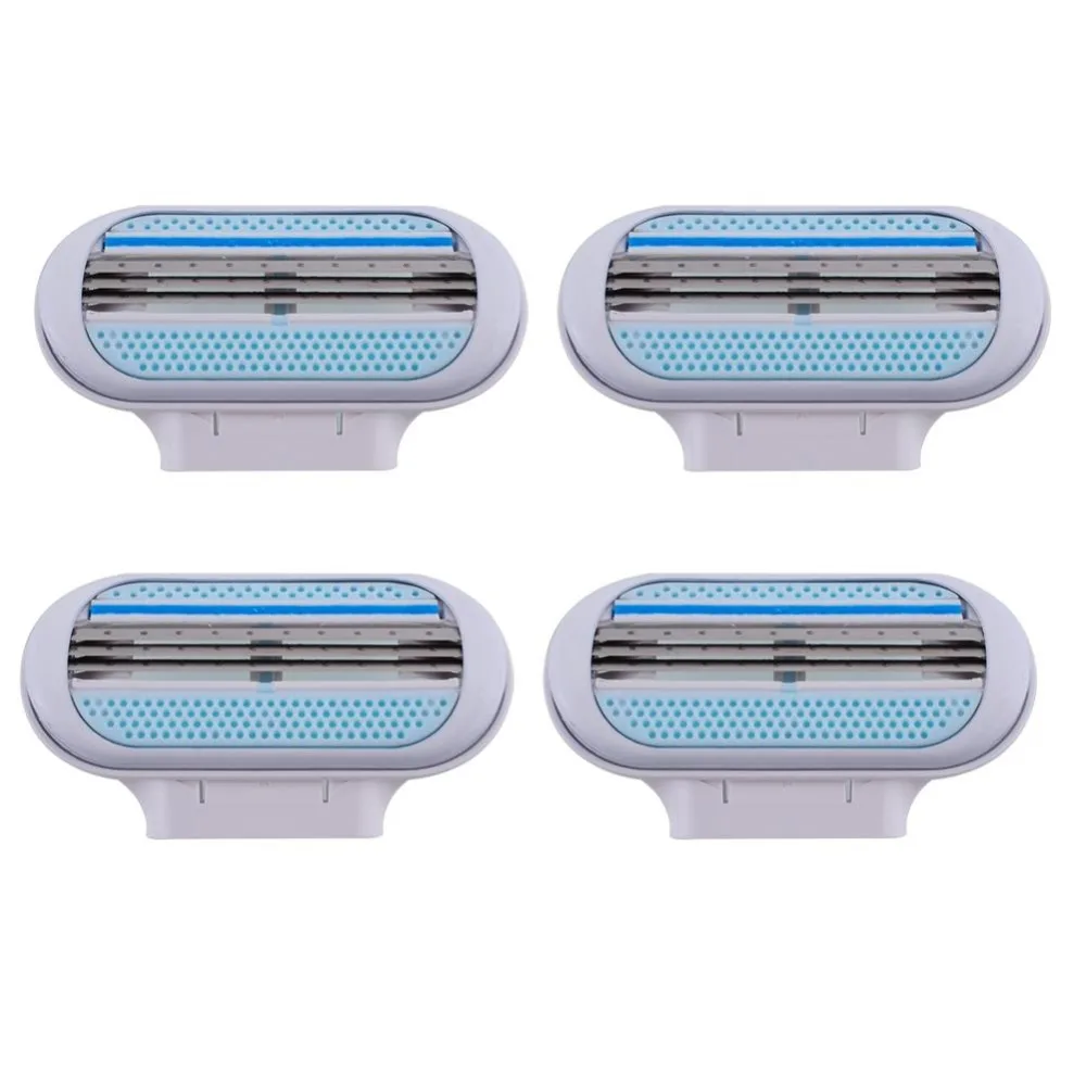 4pcs/lot Women 3 Layers Razor Blades Stainless Steel Shaver Razor Ladies Blade Replacement Heads Safe Hot 2016