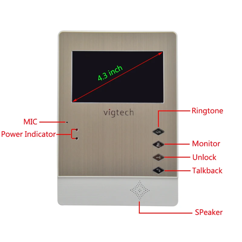 Vigtech домашний проводной дешевый 4,3 дюймов ЖК цветной видео дверной звонок Домофон Система ИК ночного видения камера Бесплатная доставка