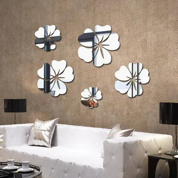 

3D Flower Mirrors Decorative Vinyl Wall Sticker Mirror Living Room Bathroom Decoration Wall Decor Ceiling Stickers Home Decor