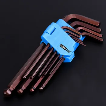 

9pcs Hex Wrench Alloy Steel Wrench Set Ended Hex Socket Wrench Torque Bionic Hex Key Allen Wrench L-type Explosion-proof
