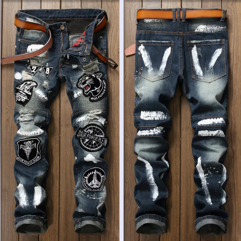 mens jeans with white stitching