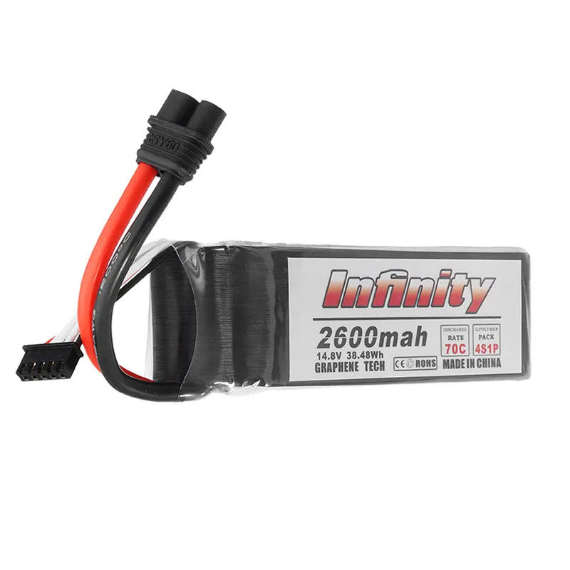 

Rechargeable For Infinity Graphene 14.8V 2600mAh 70C 4S Lipo Battery SY60 Plug Connector for RC Model Helicopter Quadcopter Accs