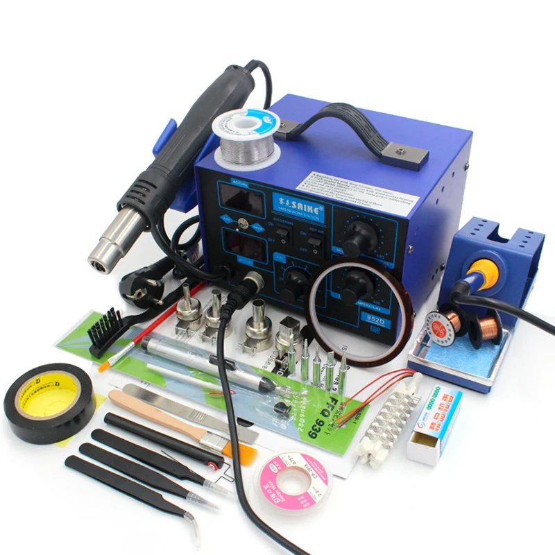 

Saike 952D Soldering Station 220V 110V 2 in 1 BGA Rework Station Electric soldering iron Hot Air Welding Station saike 952d Kit