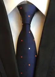 Новый дизайнерский галстук 8 см джентльменов формальные галстук роскошные Жаккардовые тканые галстуки темно синий в горошек личности Gravata